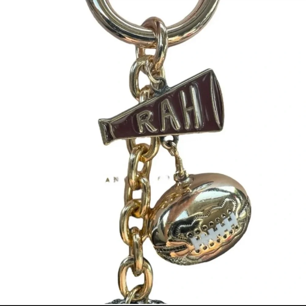 Anthropologie Football Theme Bag Charm - Black/White, Crystal -NWT